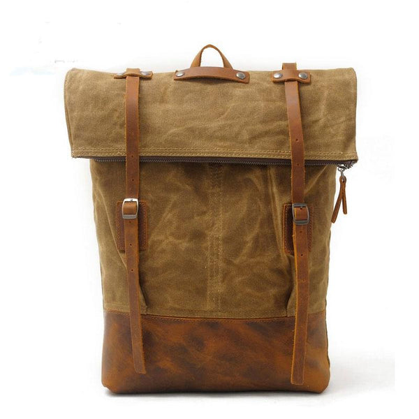 Cool Waxed Canvas Leather Mens Backpacks Canvas Travel Backpack Canvas School Backpack for Men - imessengerbags