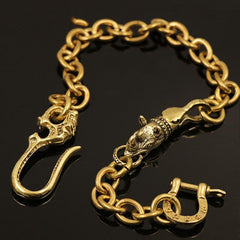 Badass Gold Mens Brass Wallet Chain Pants Chain Rhino Biker Wallet CHain For Men - imessengerbags