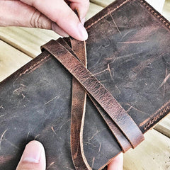 Cool Leather Mens Bifold Long Travel Wallet Leather Long Passport Wallet for Men - imessengerbags