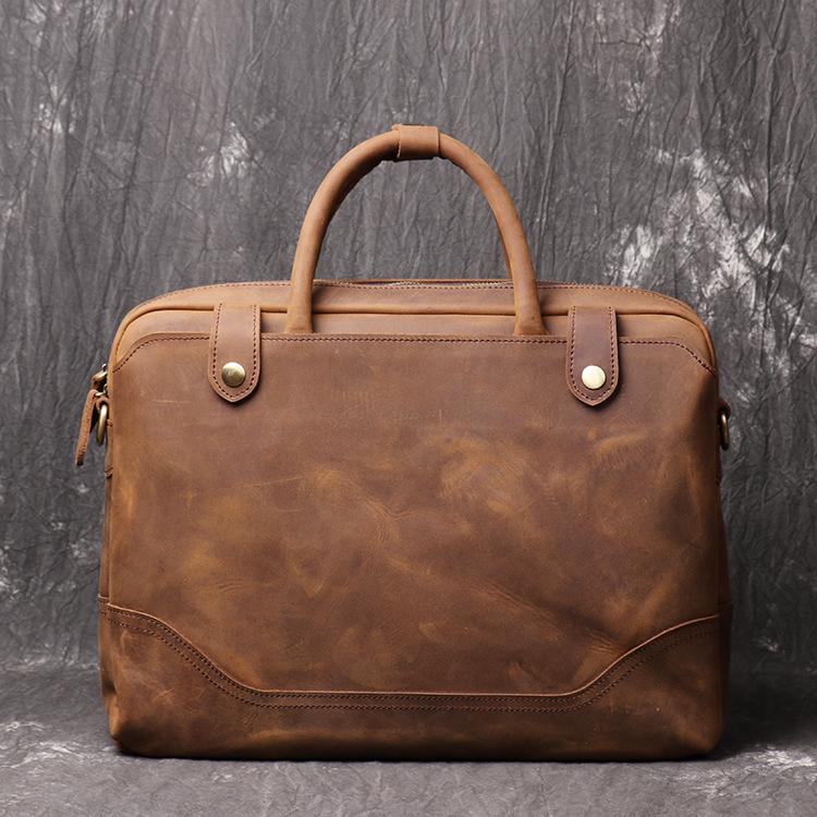 Vintage Leather Mens Briefcase Bag Work Bag Business Bag 15inch Computer Bag For Men - imessengerbags