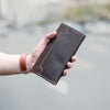 Cool Dark Brown Leather Mens Trifold Long Wallet Multi-cards Long Wallet For Men - imessengerbags