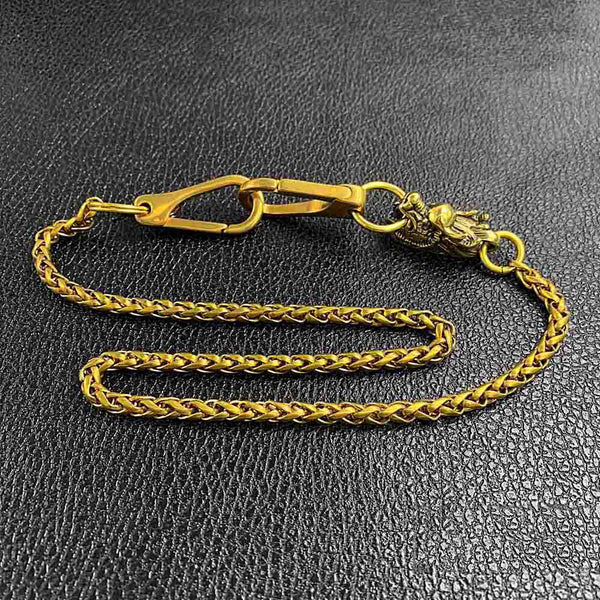 Fashion Brass 18" Mens Dragon Bite Ring Key Chain Pants Chain Wallet Chain Motorcycle Wallet Chain for Men