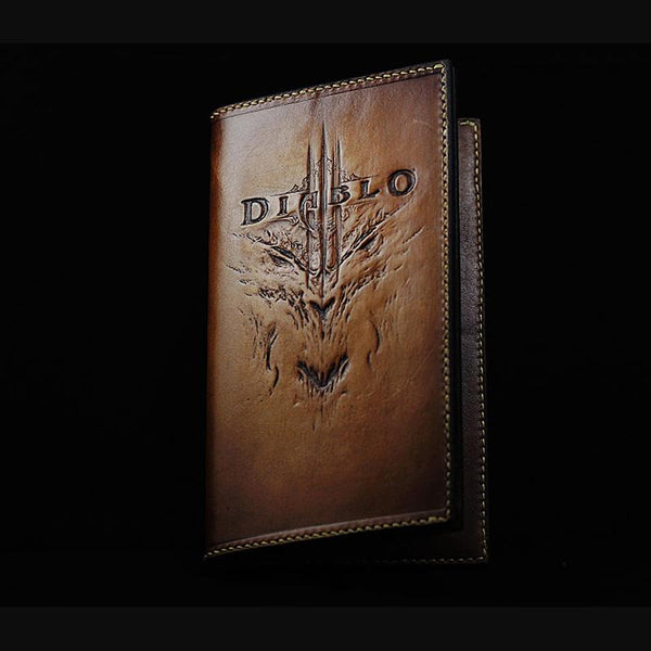 Handmade Leather Tooled Diablo Mens Long Wallet Cool Leather Wallet Clutch Wallet for Men - imessengerbags