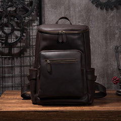 Cool Coffee Mens Leather Hiking Backpack Travel Backpack Leather Backpack for Men - imessengerbags