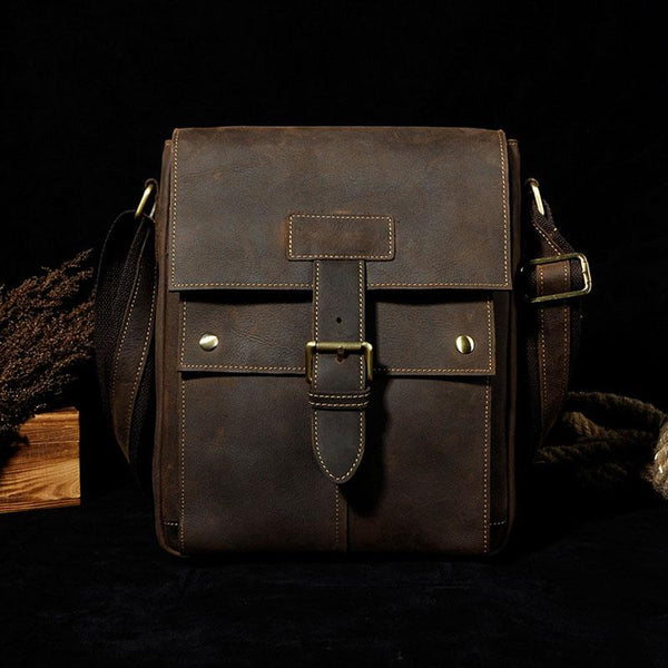 Small Leather Mens SIDE BAGs COURIER BAGs Messenger Bag Shoulder Bag for Men - imessengerbags