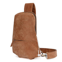 Cool Brown Leather Mens Sling Bag Sling Shoulder Bag Chest Bag Sling Crossbody Bag For Men