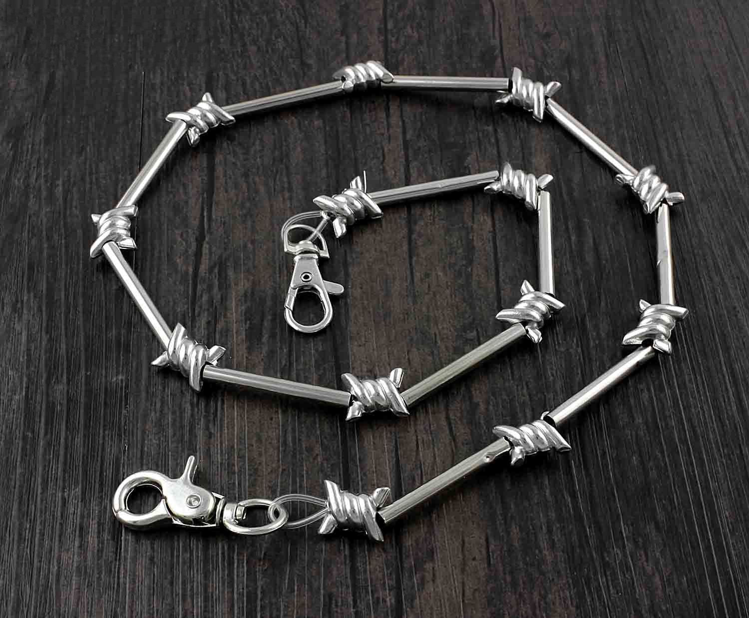 Punk Metal Pants Barbed Wire Long Wallet Chain Jeans Chain Jean Chain Biker Wallet Chain For Men - imessengerbags