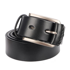 Cool Handmade Buckle Black Leather Mens Belt Dark Brown Leather Belts for Men