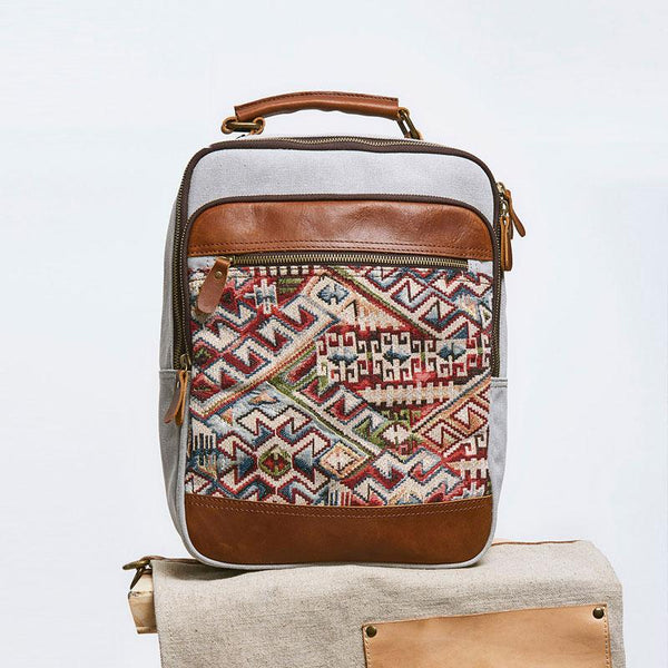 Vintage Canvas Gray Mens Backpack Canvas Travel Bag Canvas School Bag for Men - imessengerbags