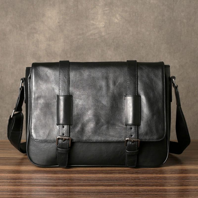 Genuine Leather Mens Cool Messenger Bag Shoulder Bag Chest Bag Bike Bag Cycling Bag for men - imessengerbags