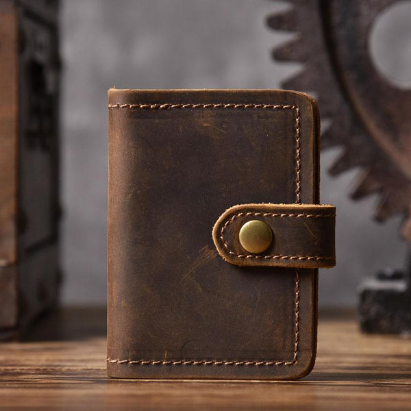 Handmade Leather Mens Cool Wallet Card Slim Wallet Change Coin License Wallet for Men - imessengerbags