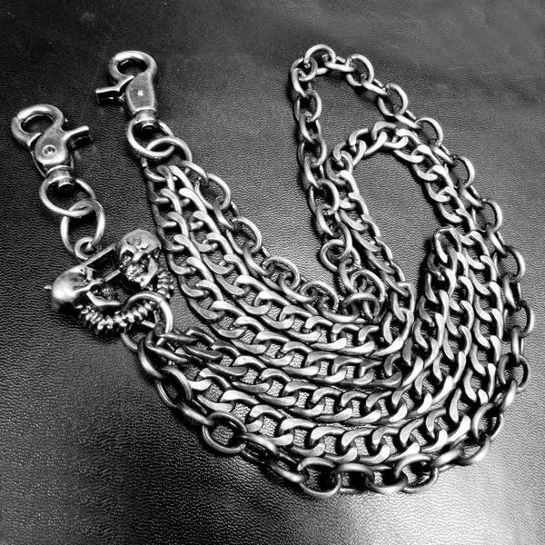 Badass Men's Silver Trifold Skull Pants Chain Biker Wallet Chain For Men