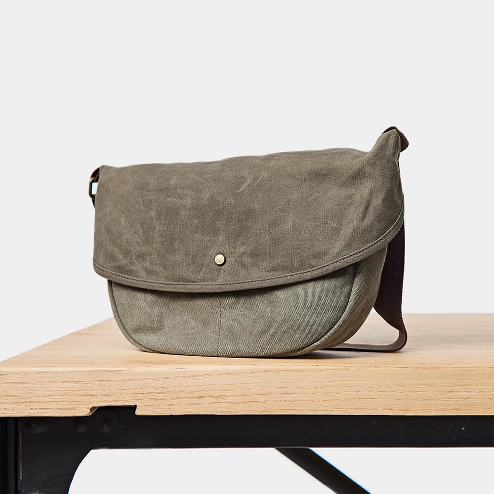 Canvas Mens Small Side Bags Green Canvas Saddle Messenger Bags Canvas Courier Bag for Men - imessengerbags