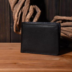 Genuine Leather Mens Cool billfold Leather Wallet Men Small Wallets Bifold for Men - imessengerbags