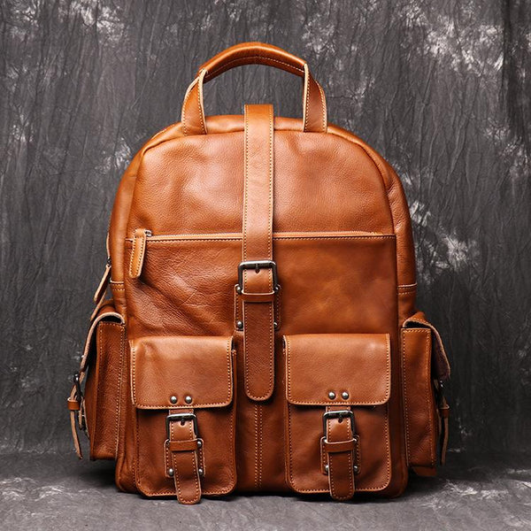 Cool Leather Mens 15inch Computer Bag Satchel Backpacks Travel Backpack Backpack for Men - imessengerbags