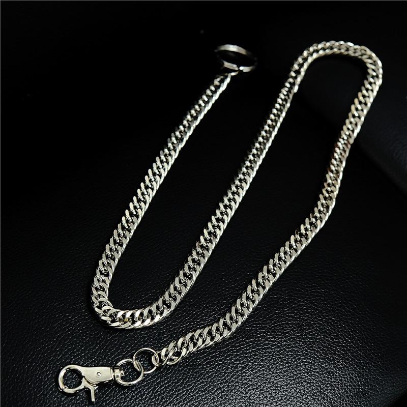 Badass Men's Silver Stainless Steel Wallet Chain Pants Chain Long Biker Wallet Chain For Men - imessengerbags