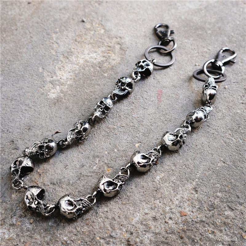 Badass Silver Skull Pants Chain Mens Biker Wallet Chain Wallet Chain For Men - imessengerbags