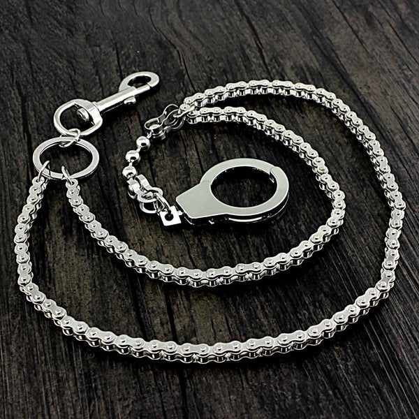 BADASS SILVER STAINLESS STEEL MENS Double CHAIN PANTS CHAIN WALLET CHAIN BIKER WALLET CHAIN FOR MEN - imessengerbags