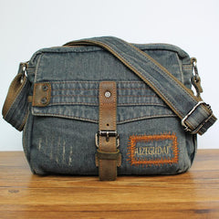 Denim Blue Mens Small Messenger Bag Blue Jean Postman Bag Courier Bag For Men - imessengerbags