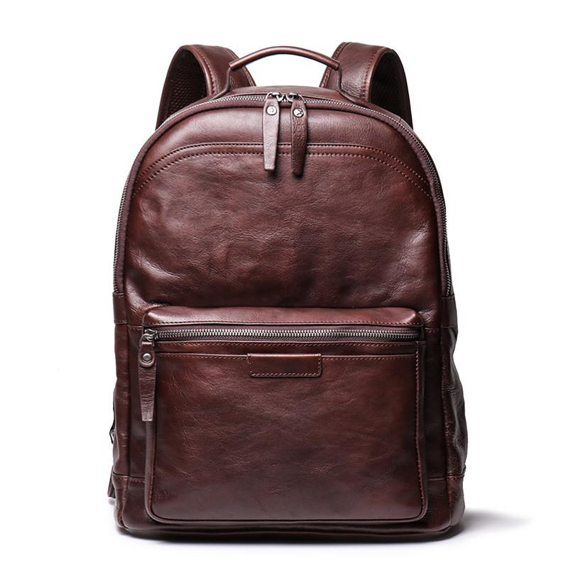 Cool Brown Leather Men's 15'' Laptop Backpack School Backpack Travel Backpack For Men - imessengerbags