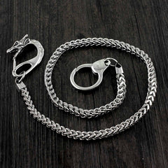 SOLID STAINLESS STEEL BIKER SILVER Dragon WALLET CHAIN LONG PANTS CHAIN Jeans Chain Jean Chain FOR MEN - imessengerbags