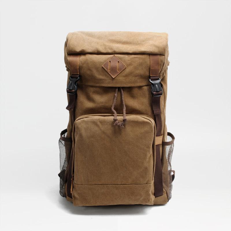 Cool Canvas Mens Retro Large 15‘’ Backpack Travel Backpack Hiking Backpack for Men - imessengerbags
