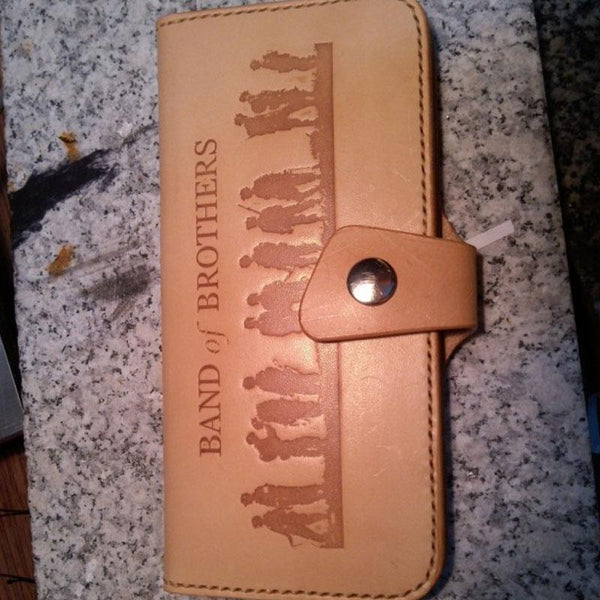 Handmade Leather Mens Long Wallet Band of Brothers Cool Military Long Wallet for Men - imessengerbags