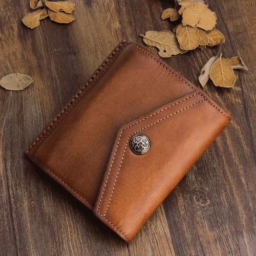 Handmade Mens Cool billfold Leather Wallet Men Small Envelope Wallets Bifold for Men - imessengerbags