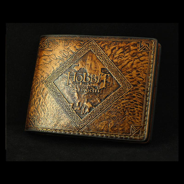Handmade Leather Tooled Hobbit2 Mens billfold Wallet Cool Leather Wallet Slim Wallet for Men - imessengerbags