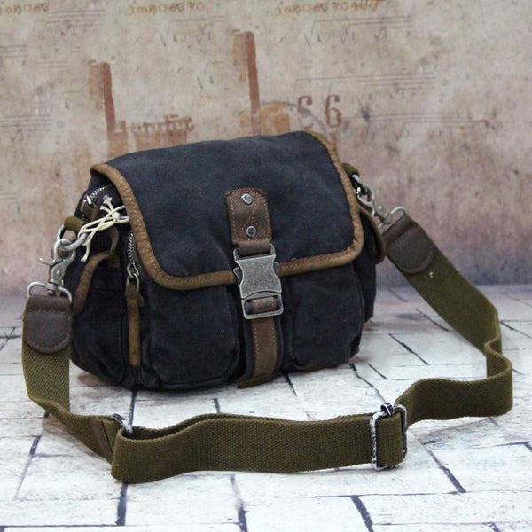 Canvas Black Mens Khaki Messenger Bags Small Postman Bag Canvas Courier Bag For Men