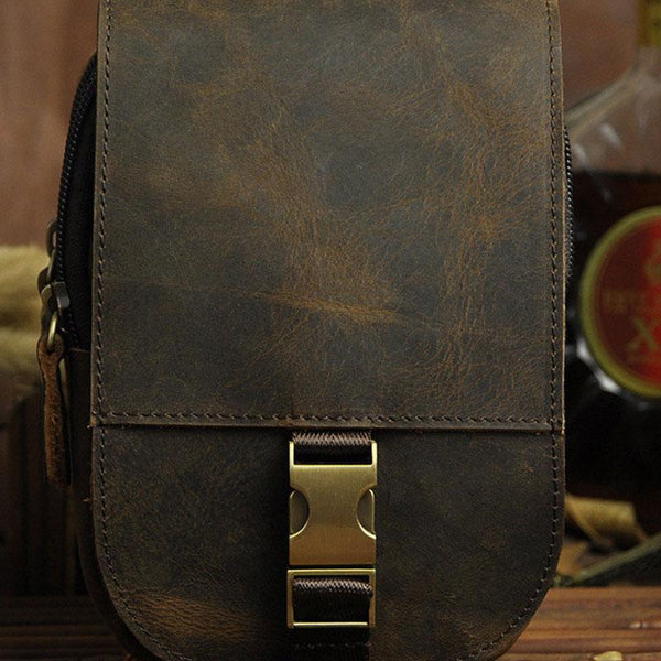 Small Mens Leather Belt Pouch Holster Belt Cases Cell Phone Waist Pouch for Men - imessengerbags