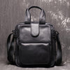 Black Leather Mens Laptop Work Bag Handbag Vertical Briefcase Shoulder Bags Black Business Bags For Men