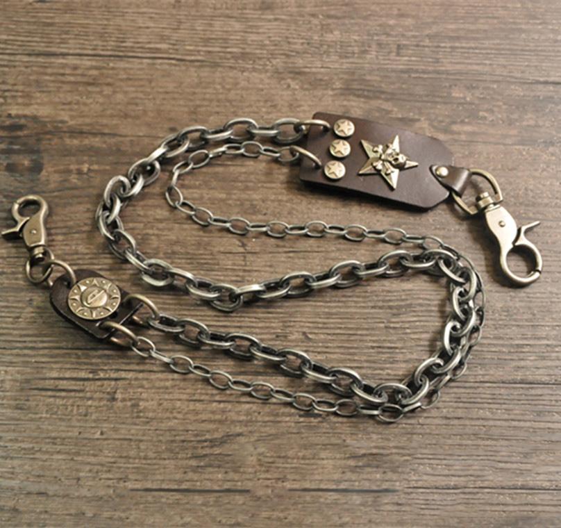 Cool Men's Silver Skull Double Long Wallet Chain Pants Chain Biker Wallet Chain For Men - imessengerbags