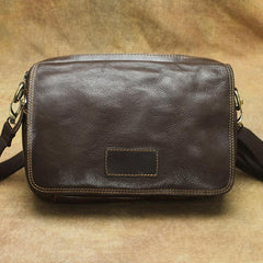 Vintage Leather Mens Dark Brown Small Messenger Bag Shoulder Bags Side Bag for Men - imessengerbags