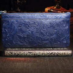 Handmade Leather Mens Cool Zipper Phone Travel Long Wallet Holder Slim Clutch Wallets for Men - imessengerbags