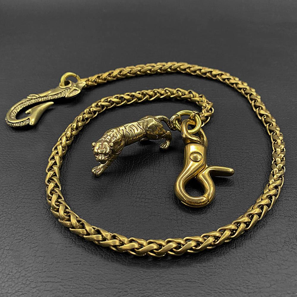 Cool Brass 18" Mens Tiger Hook Key Chain Pants Chain Wallet Chain Motorcycle Wallet Chain for Men - imessengerbags