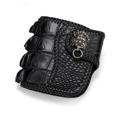 Handmade Leather Small Tooled Mens billfold Wallet Cool Chain Wallet Biker Wallet for Men - imessengerbags