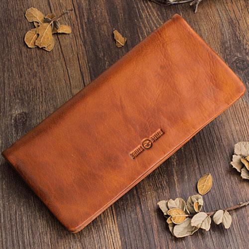Handmade Leather Mens Cool Long Leather Wallet Bifold Clutch Wallet for Men - imessengerbags