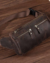 COOL Dark Brown LEATHER MENS FANNY PACK BUMBAG WAIST BAG FOR MEN - imessengerbags