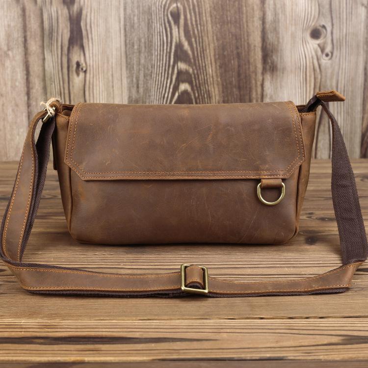 BADASS Brown LEATHER MENS SMall Postman BAG SIDE BAG COURIER BAG MESSENGER BAG FOR MEN