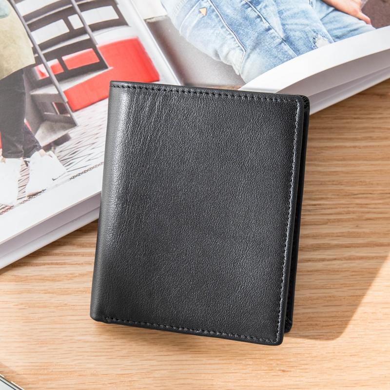 Black Cool Leather Mens Small Wallet Multicard Wallet Bifold Vintage Slim billfold Wallet for Men - imessengerbags