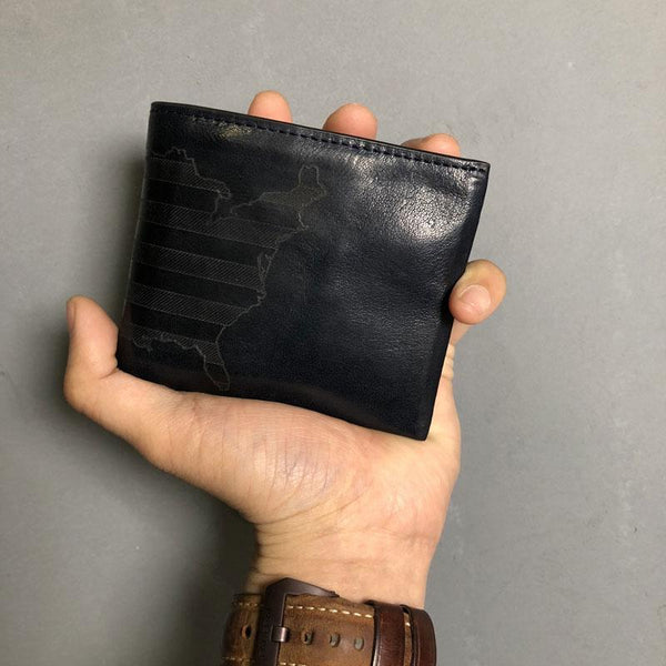 Handmade Leather Mens Cool Slim billfold Leather Wallet Men Small Wallets Bifold for Men - imessengerbags