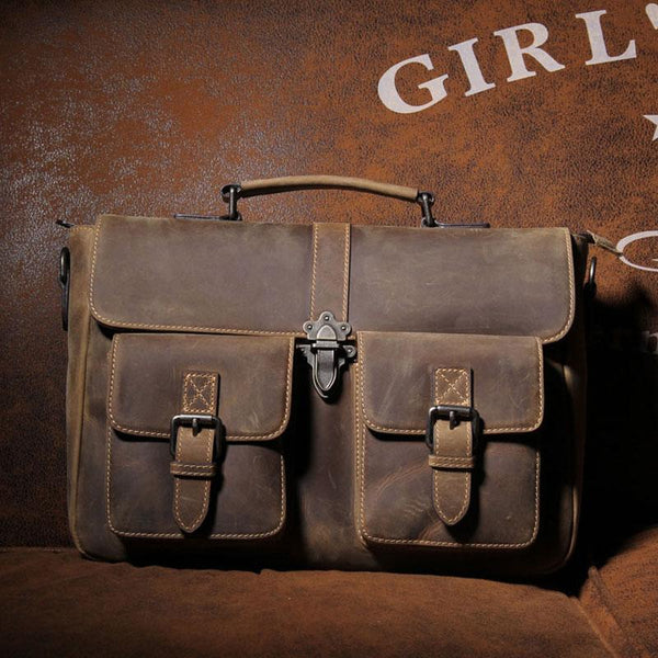 Handmade Leather Mens Cool Messenger Bag Work Bag Backpack Travel Bag Briefcase Bag for men - imessengerbags