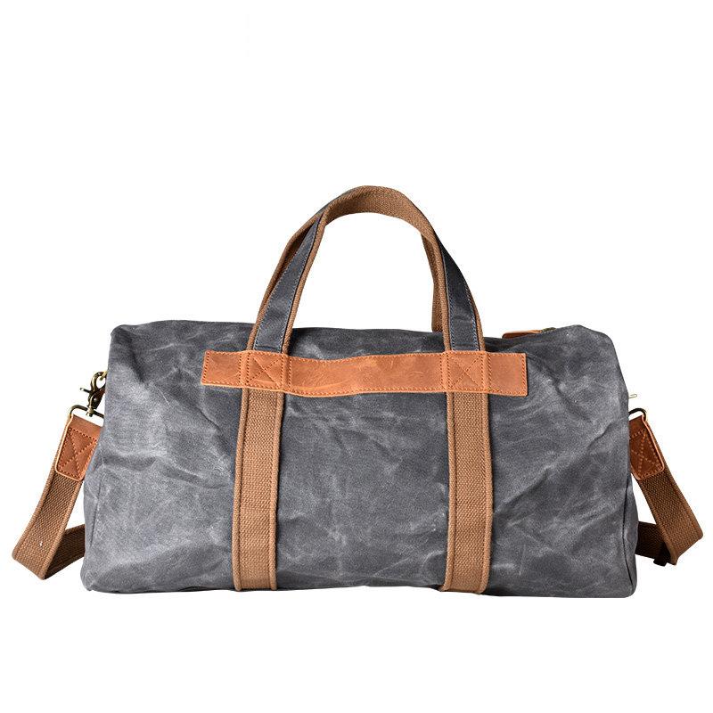 Gray Canvas Mens Travel Bag Weekender Bag Duffle Bag Large Canvas Weekender Bag for Men