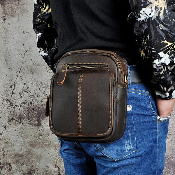 Vintage Mens Leather Side Bag Belt Pouch Holster Belt Case Waist Pouch for Men - imessengerbags