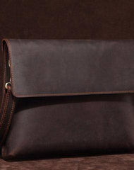 Cool Vintage Dark Brown Leather Mens Courier Bags Small Side Bags Messenger Bag For Men