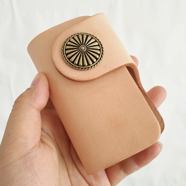 Handmade Mens Beige Leather Biker Key Wallets Cool Small Key Wallet Key Holder - imessengerbags