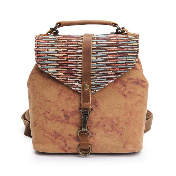 Cute Canvas Leather Mens Womens Small Pink Backpack Khaki Travel Backpack College Backpack for Men - imessengerbags
