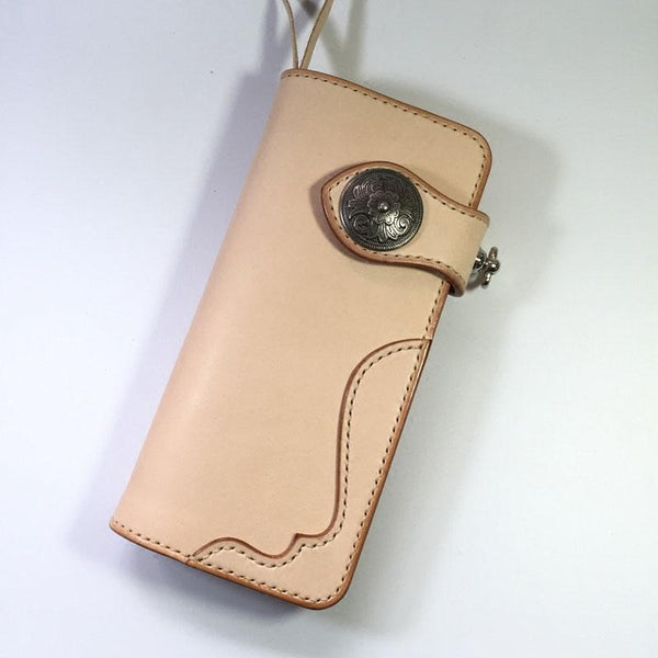 Handmade Leather Biker Wallet Mens Cool Chain Wallet Trucker Wallet with Chain - imessengerbags