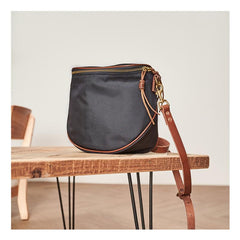 Cool Black Nylon Mens Small Messenger Bag Nylon Saddle Side Bag Courier Bag for Men - imessengerbags